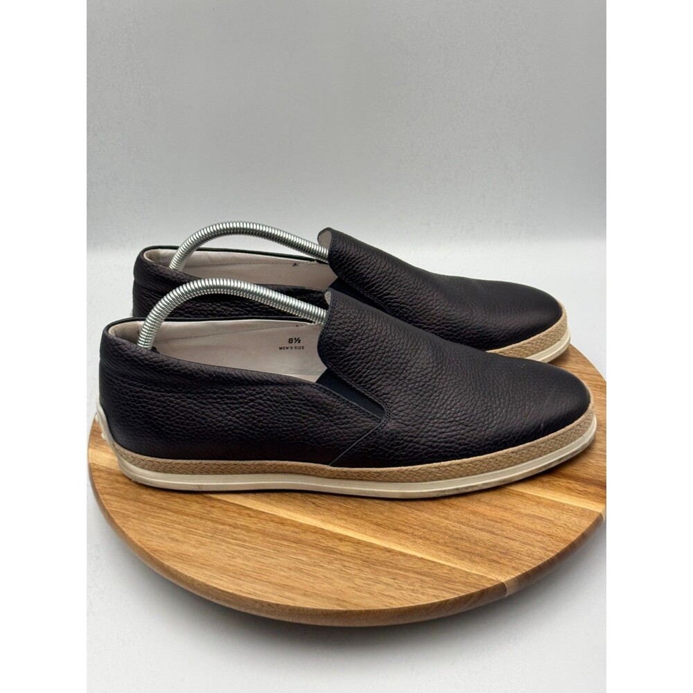 TOD'S Leather Slip-On Loafer Espadrilles Black Pebbled Men Shoes 8.5/US Size 9.5